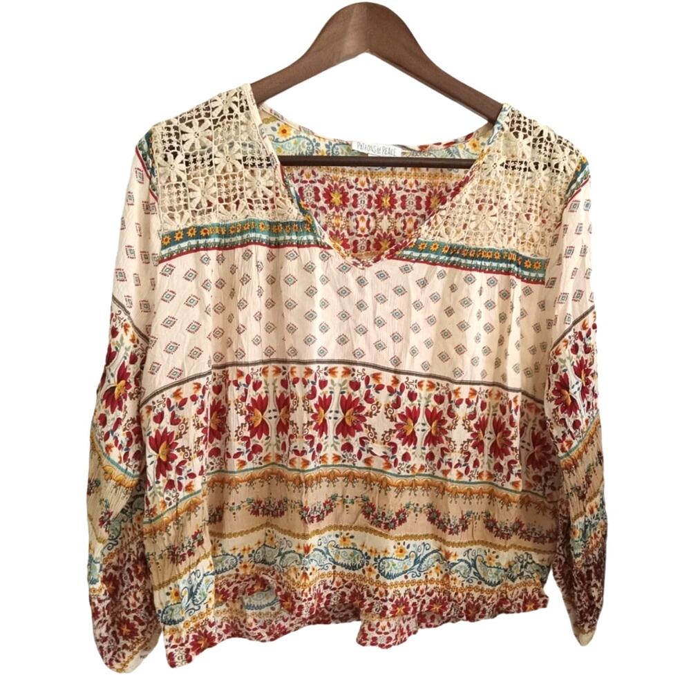 Patrons Of Peace V Neck Bohemian Blouse Size M - Picture 1 of 6